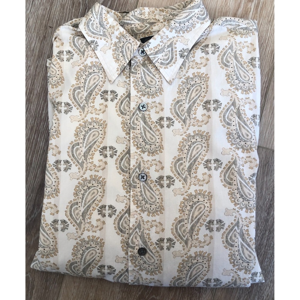Banana Republic‎ Men's Button Front Paisley Business Casual Cotton Shirt Sz L - Picture 7 of 13